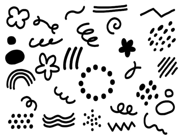 Monochrome doodle design material Simple and stylish handdrawn illustration
