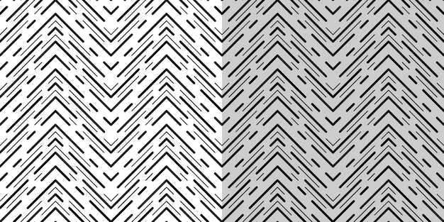 Monochrome seamless pattern of zigzag lines Black diagonal straight lines of different thickness