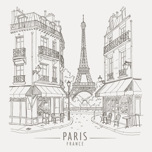Monochrome sketch capturing the essence of Paris showcasing its architecture and landmark