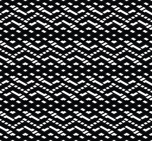 monochrome visual abstract textured geometric seamless pattern. symmetric black and white vector textile backdrop. intertwine composition.