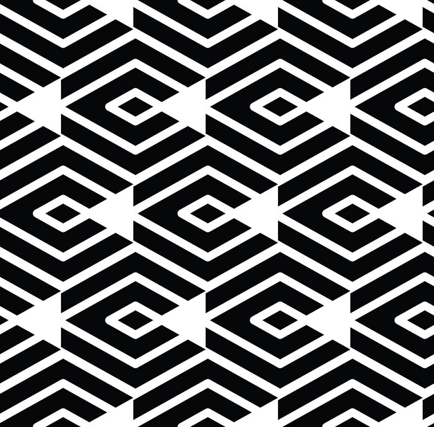 Monochrome visual abstract textured geometric seamless pattern. Symmetric black and white vector textile backdrop. Intertwine composition.