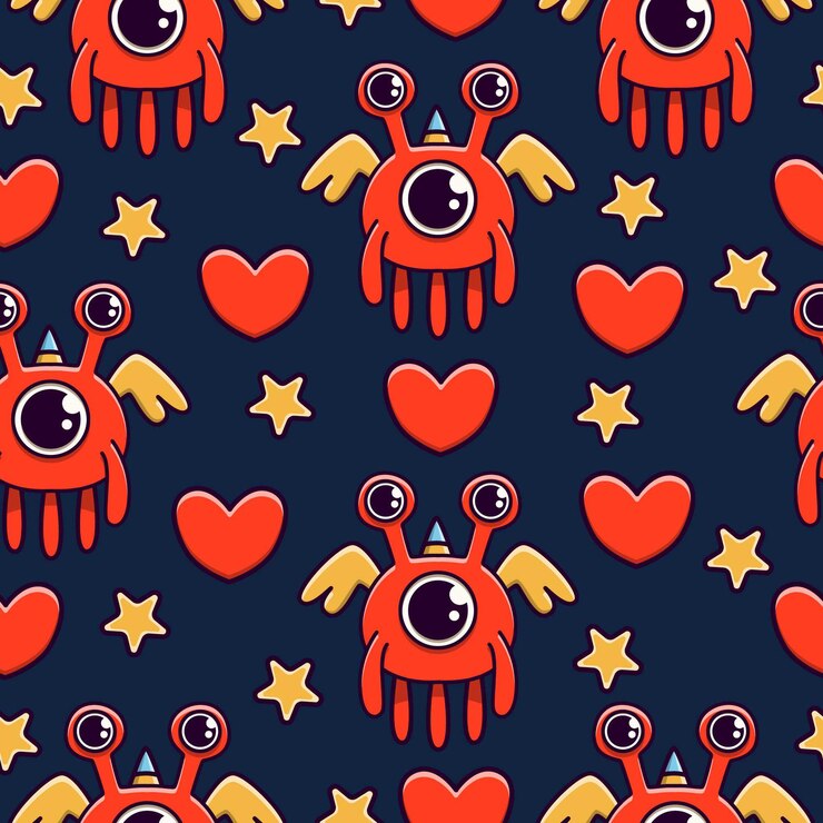 Vektor monster cartoon doodle seamless pattern design