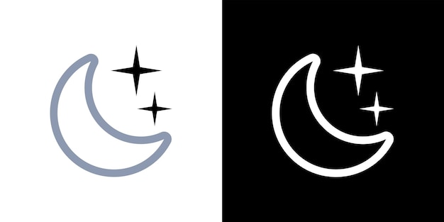 Moon in flat style Vector icon night Moon and star sign