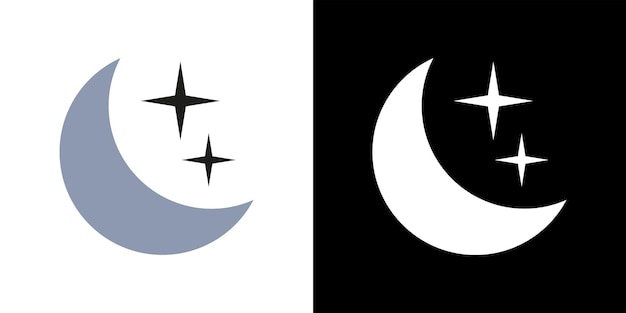 Moon in flat style Vector icon night Moon and star sign