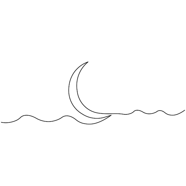 Moon single line art continuous one line drawing of Isolated outline vector art