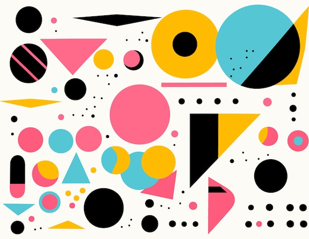 Multi Colored Geometric Shapes on White Background Geometric Shapes and Patterns Memphis