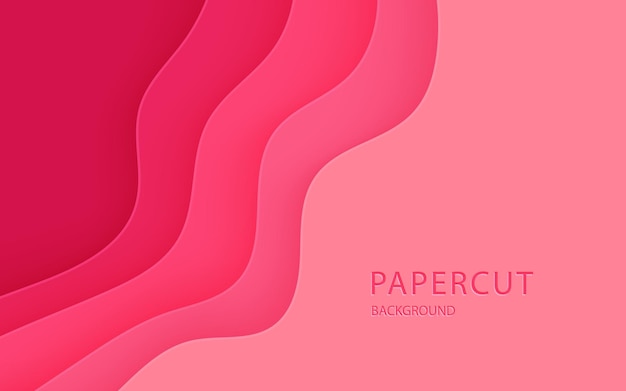 Multi layers pink color texture 3D papercut layers in gradient banner Abstract paper cut background