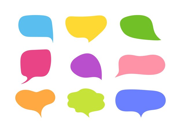 multicolored hand drawn speech bubbles set doodle text boxes for chats collection