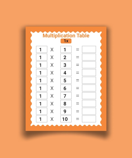 multiplication table by 1 with a task to consolidate the knowledge of multiplication vector