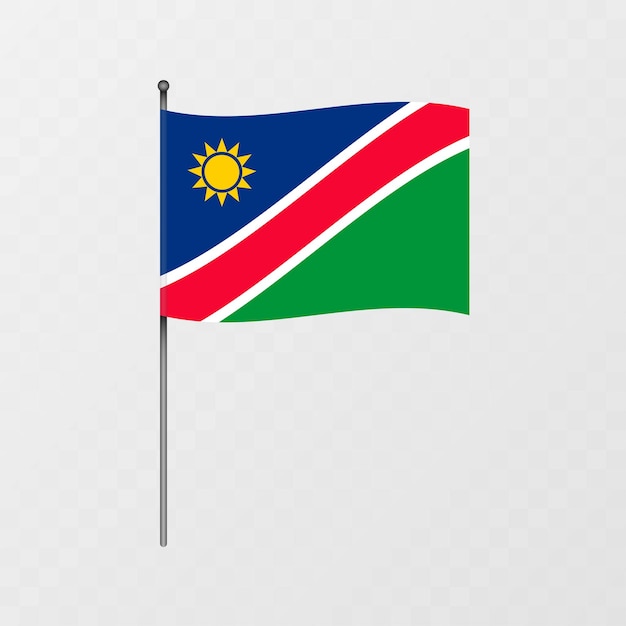 Namibia flag on flagpole Vector illustration