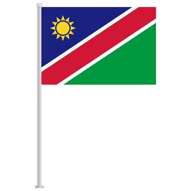 Namibia national flag pole icon isolated on white background