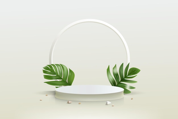 Nature podium product presentation mock up show cosmetic product Podium stage pedestal or platform Vector illustration