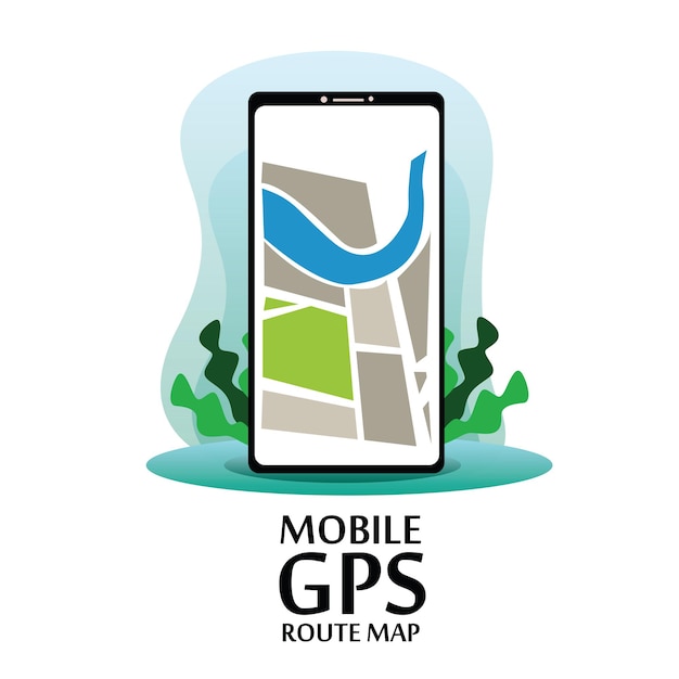 Navigation App With Map, Mobile GPS Route Map Vector Template Design Illustration