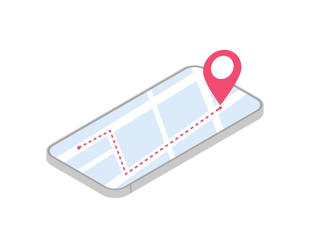 Navigator for the phone The route on the smartphone map Mock up movement on a gadget Vector