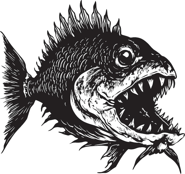 Nefarious Navigator Sinister Angular Creature Fish Emblem Maleficent Mariner Evil Angular Fish Vect