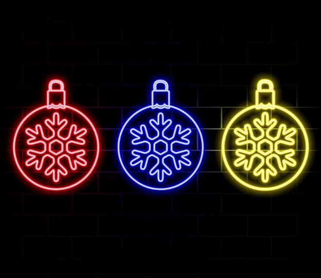 neon ball toy christmas and new year decoration colorful festive set of neon christmas ball with sno
