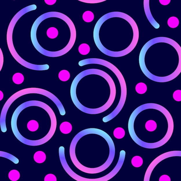 Neon Circles and Dots Seamless Abstract Pattern