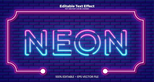 Neon editable text effect in modern Neon style