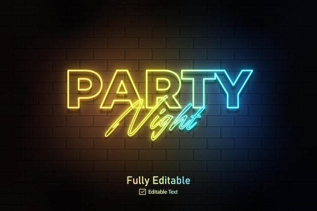 Neon effect for edible text neon style effect logo and night club logo and night party poster text
