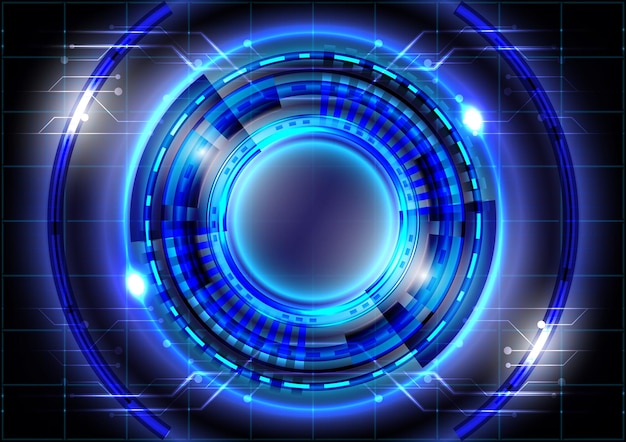 neon light effect abstract hitech background virtual reality high technology innovation headup display interface futuristic scifi glowing hud circle digital business