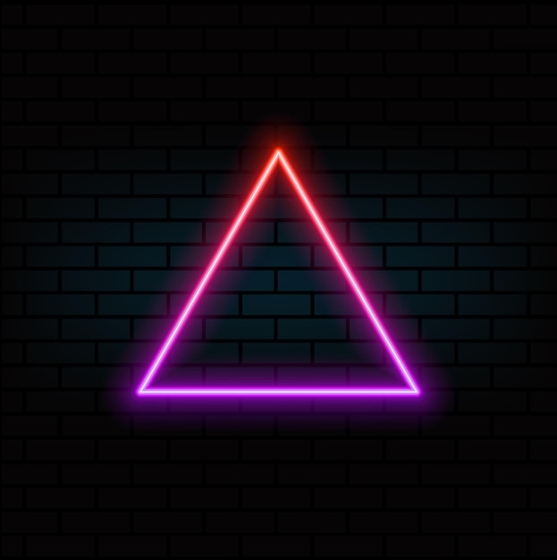 neon light frame box line triangle background led neon glow vector shape banner sign triangle backgr