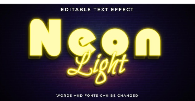 Neon Light Text Effect Colorful Editable Typography