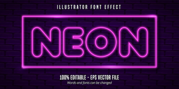 Neon lights signage style editable font effect