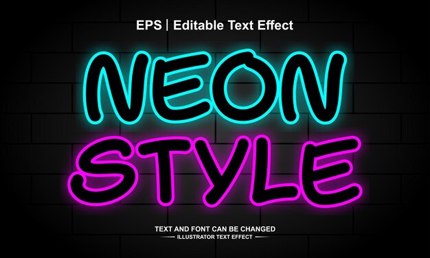 Neon stil redigerbar teksteffekt