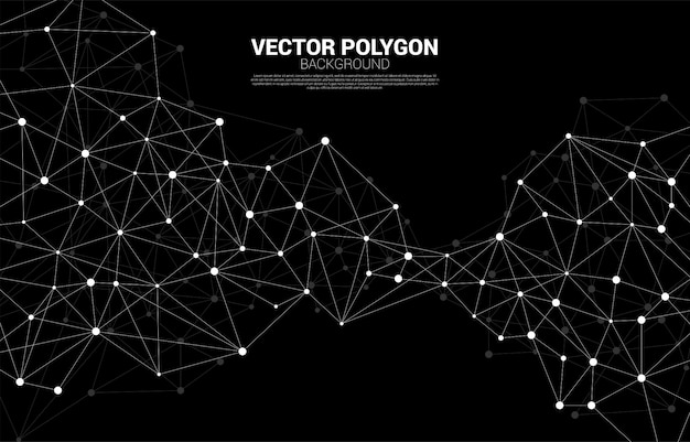 Network Connecting dot polygon background. Concept of Network Business, technology, Data and chemical. Dot connect line abstract background represent futuristic network and data transformation