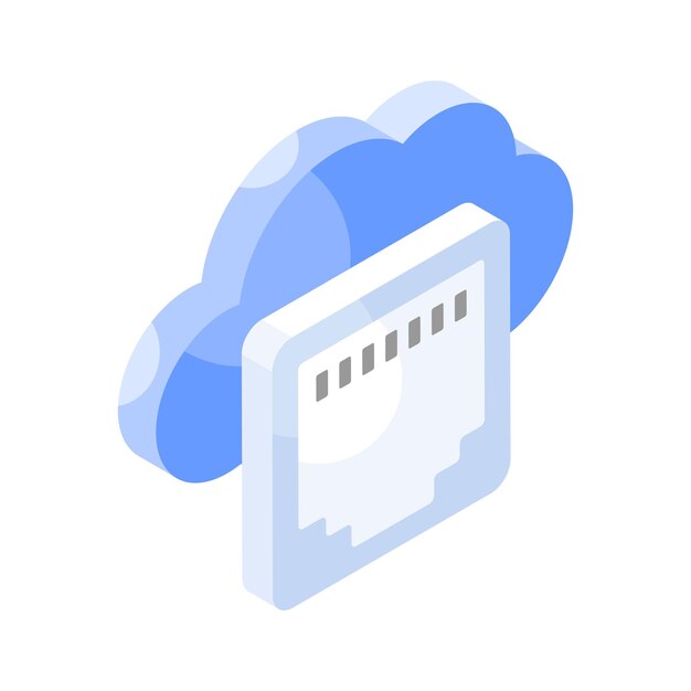 network socket with cloud isometric vector of cloud ethernet