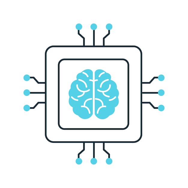 neural processing and ai brain vector icon design