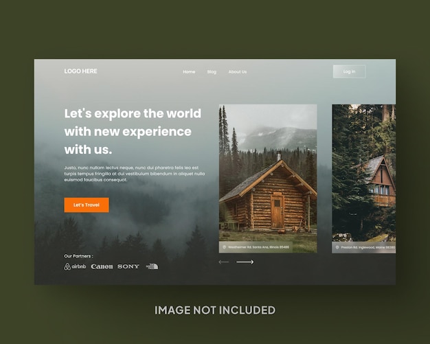 New adventures landing page template Travel to world Road trip Tourism Nature landscape with landmarks