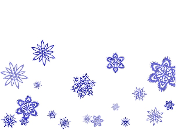 New Year card border pattern template with simple snowflake elements isolated