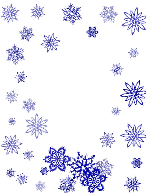 New Year card border pattern template with simple snowflake elements isolated