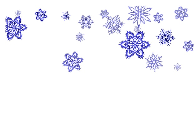 New Year card border pattern template with simple snowflake elements isolated