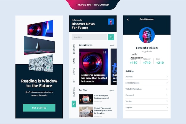 News portal online ui design template vector