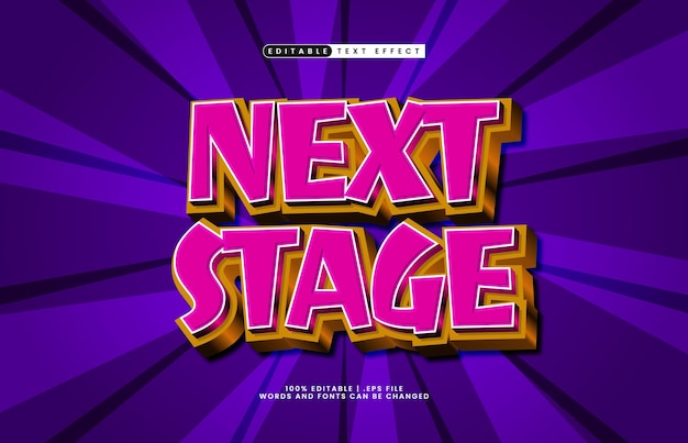 next stage editable text effect with a game and kids text style