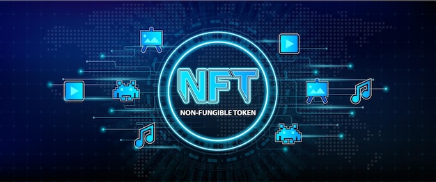 nft non fungible tokens in artwork and spaceship blockchain technology in digital crypto art