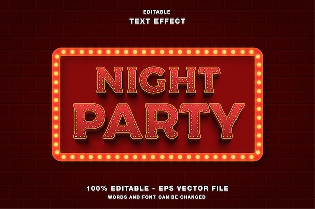 Night Party glow with Sign frame editable text effect