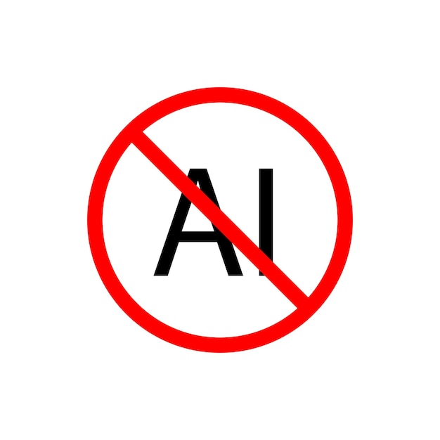 No ai sign set No Artificial intelligence allowed vector symbol stop using AI sign Ai technology ban badge