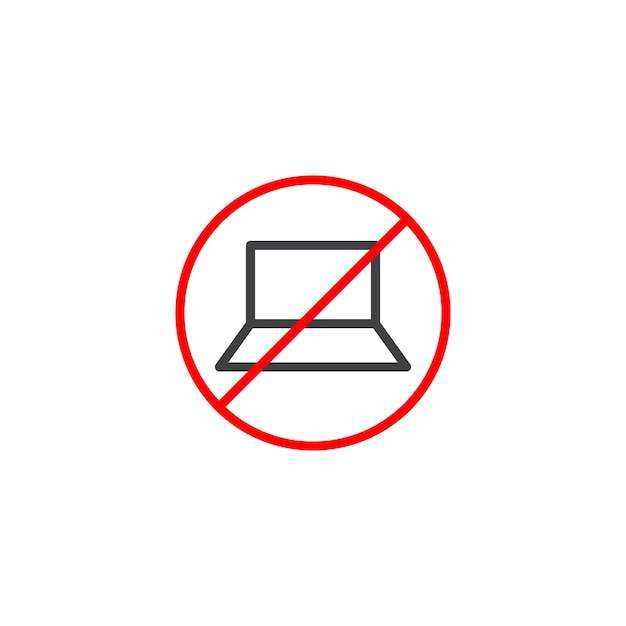 No Computer Sign Icon Set Electronics and device prohibition vector symbol in a black filled and outlined style Digital Gear Ban Sign