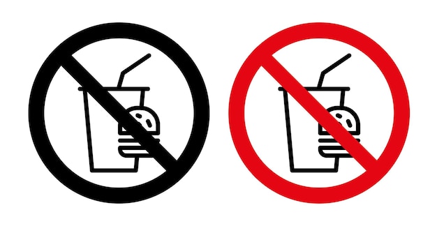 No Food Allowed Sign Icon Set Eating prohibition vector symbol in a black filled and outlined style Snack Ban Sign