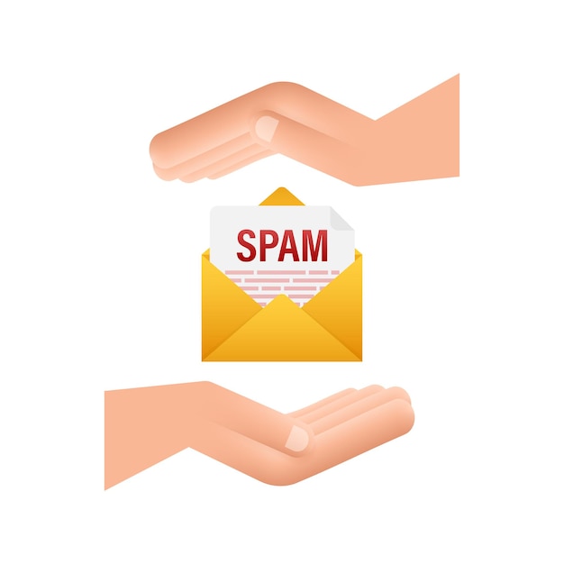 No spam sign in hands Spam Email Warning Concept of virus piracy hacking and security
