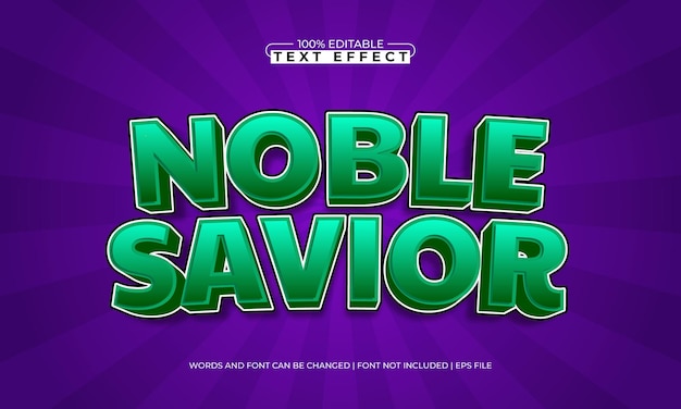 noble savior editable text effect with a hero and kids text style