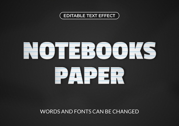 notebooks paper text effect editable text on blackboard background