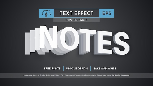 notes editable text effect font style
