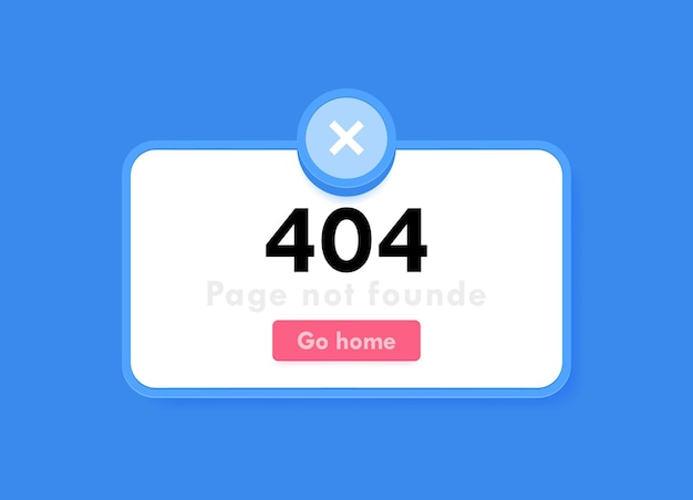 Notification pop up box with Error 404 and cross Oops page not found Vector illustration