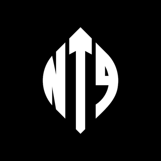 NTQ circle letter logo design with circle and ellipse shape NTQ ellipse letters with typographic style The three initials form a circle logo NTQ Circle Emblem Abstract Monogram Letter Mark Vector