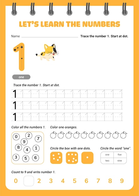 Number 1 worksheet template