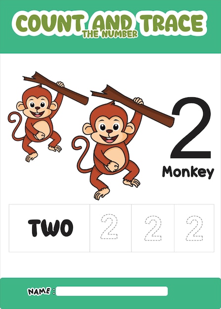 Number trace and color monkey number 2
